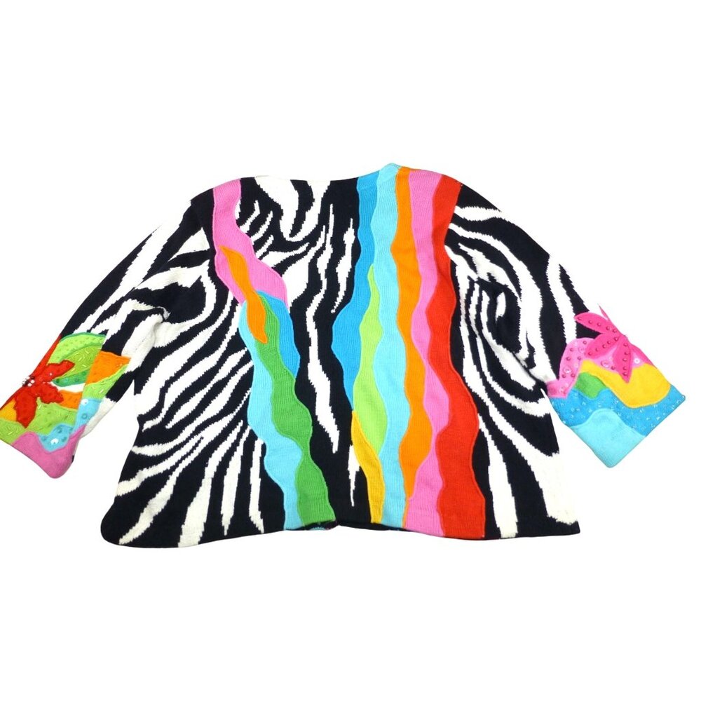 Wild Zebra Print Jacket With Sequins & Flower Pow… - image 7